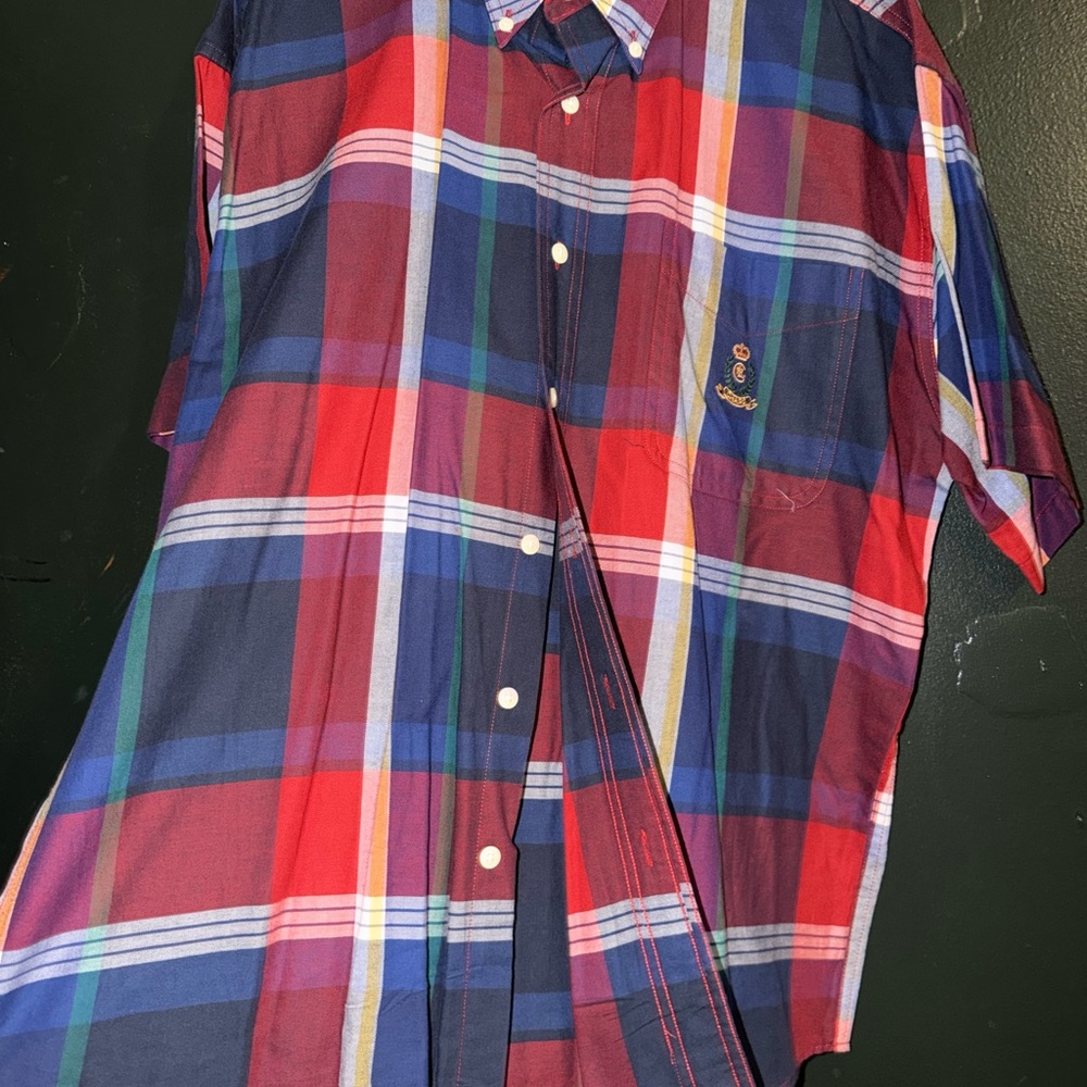 Chaps Red and Blue Plaid Button Down Shirt